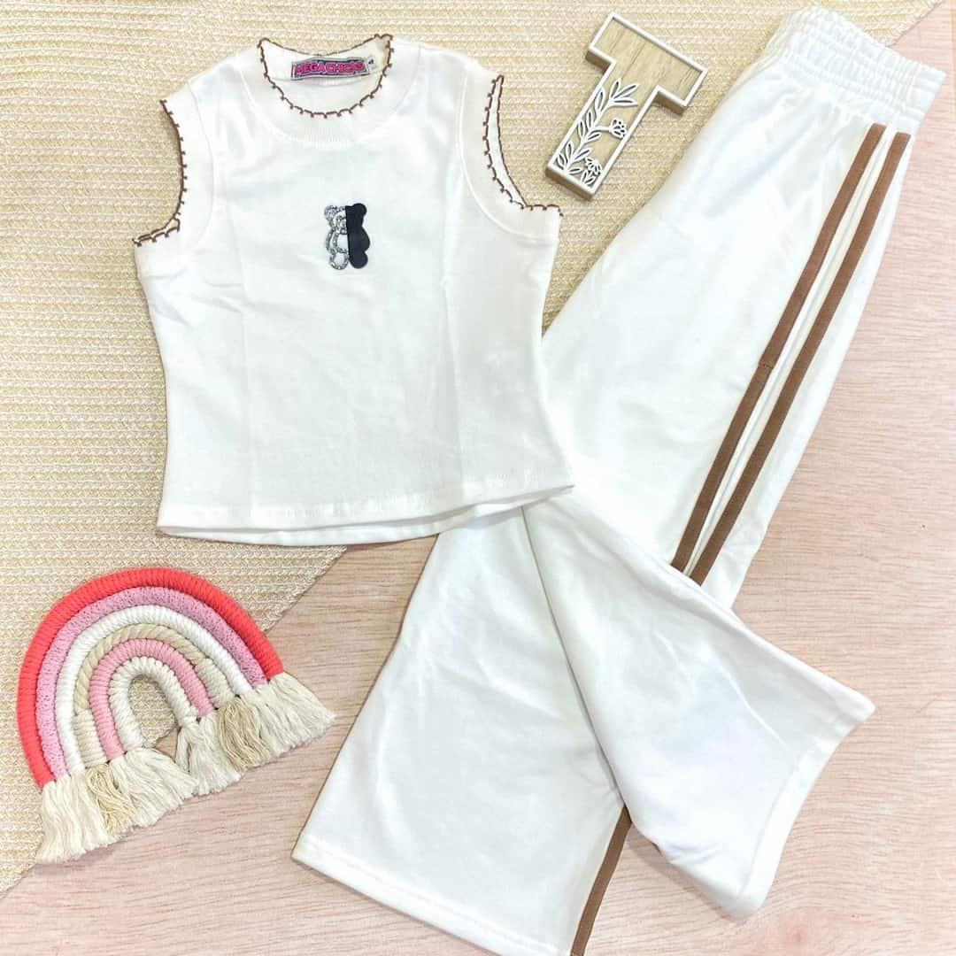 Conjunto Para Niña Pantalón Oso Rayas