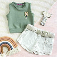 Conjunto Para Niña Short Correa Verde