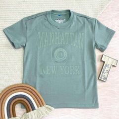 Camiseta Overzise Estampado Manhattan Verde