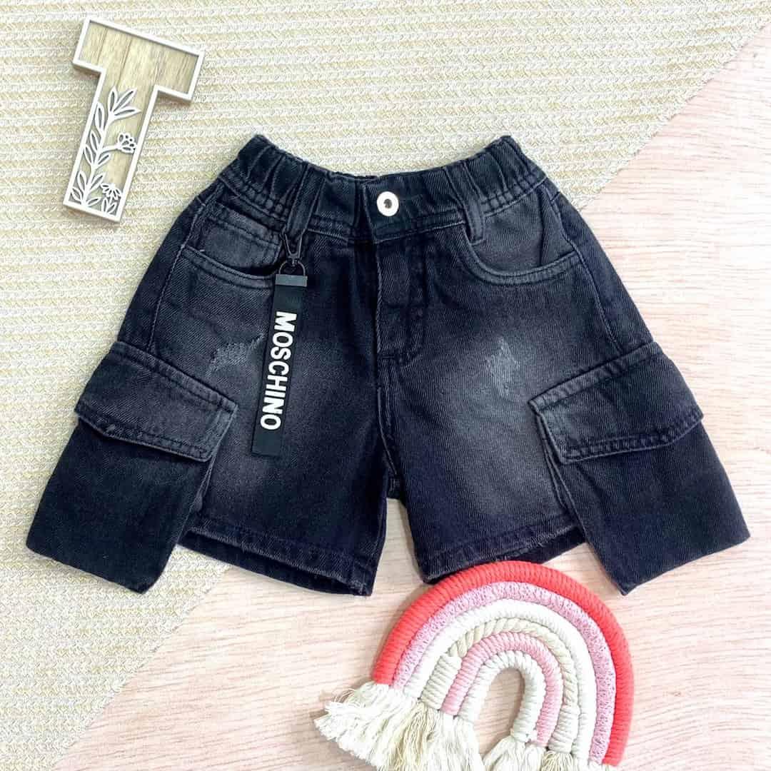 Shorts Denim Bolsillos Negro