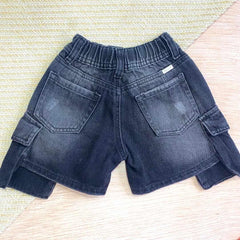 Shorts Denim Bolsillos Negro Detalles