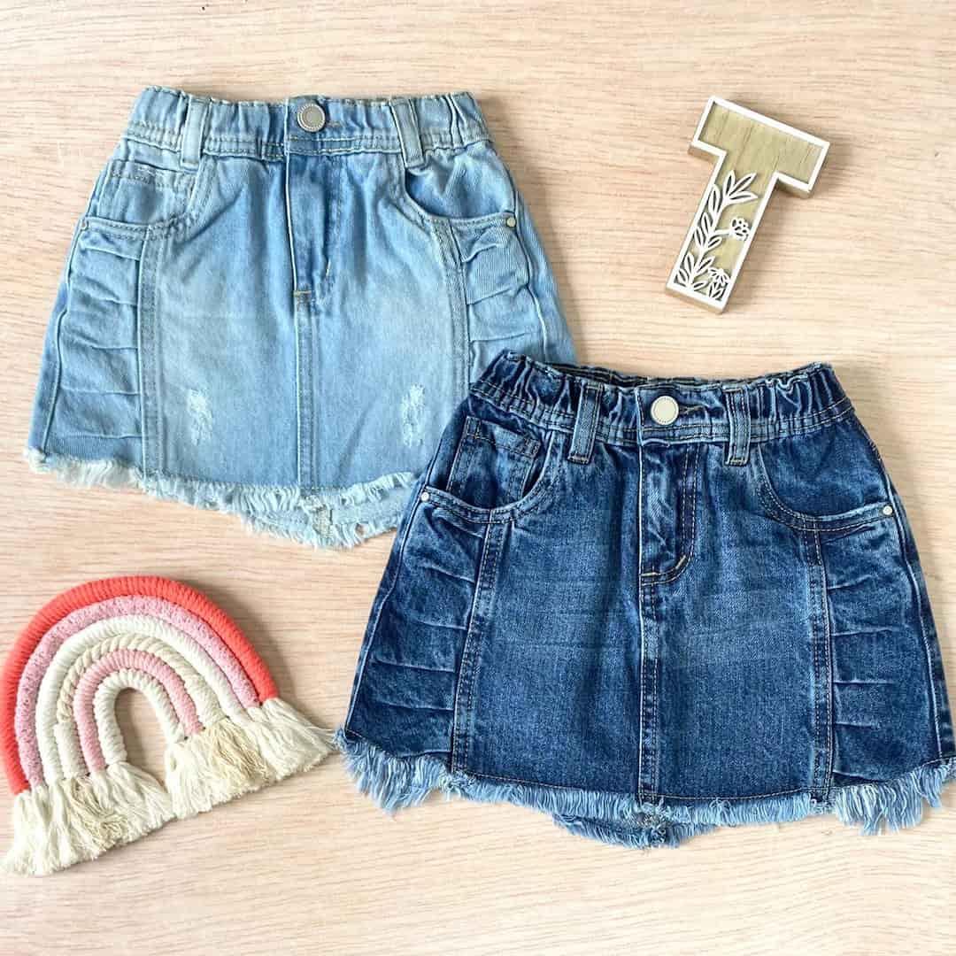 Falda Denim Pliegues Color Surtido