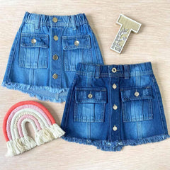 Falda Denim Botones Color Surtido