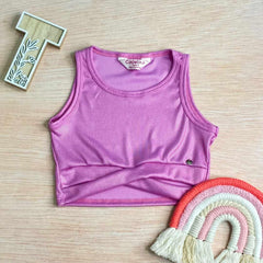 Blusa Detalle Cruzado Brillos Rosa