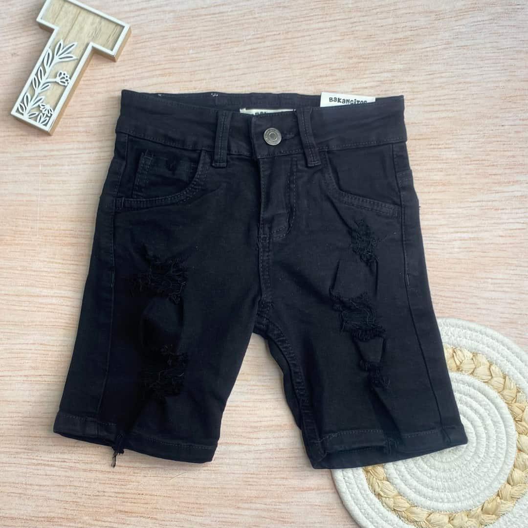 Bermuda Denim Desgaste Negro