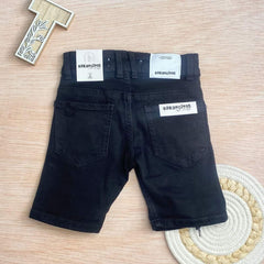 Bermuda Denim Desgaste Negro Bolsillos