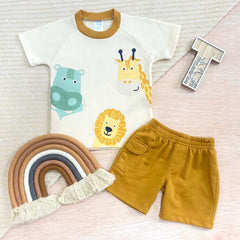 Conjunto Bermuda Animales Amarillo