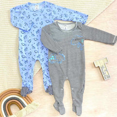 Set 2 Pijamas Rayas Dinosaurios Azul