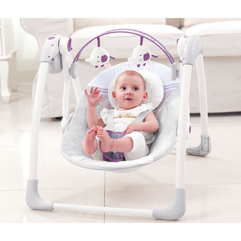 Columpio Eléctrico Deluxe Portátil Elefante Lila bebé