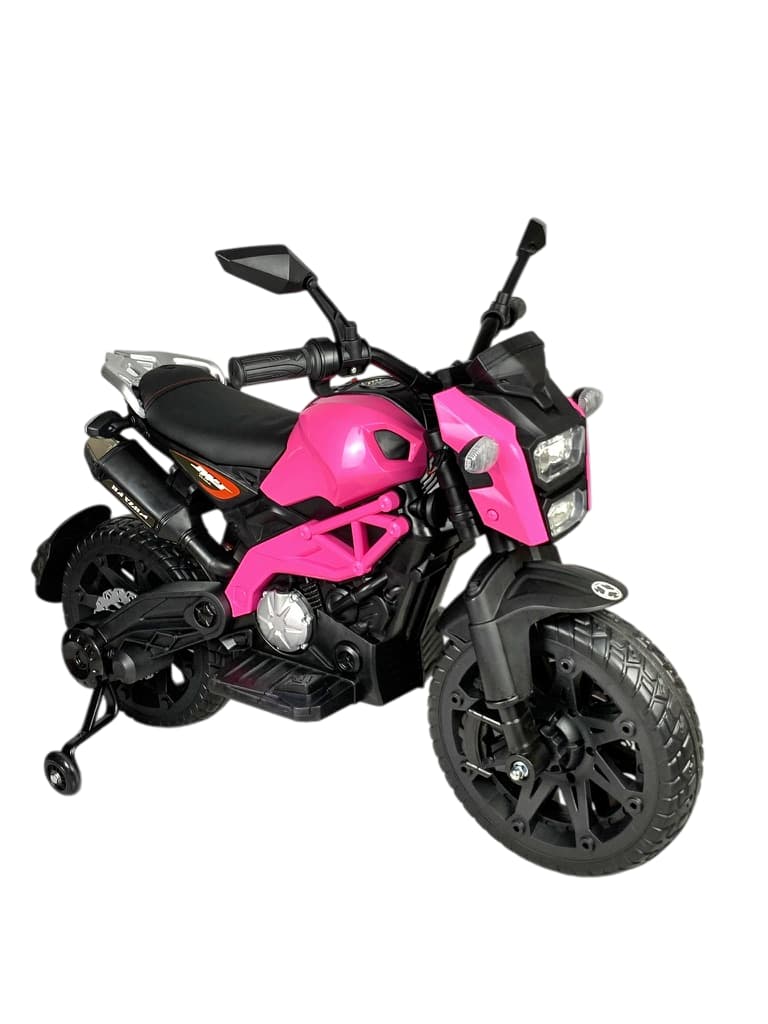Vista frontal de moto montable recargable para niños