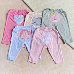 Set 5 Pantalón Bebé Niña  Bordado Colores Surtidos