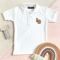 Polo Para Niño Detalle Bordado Blanco