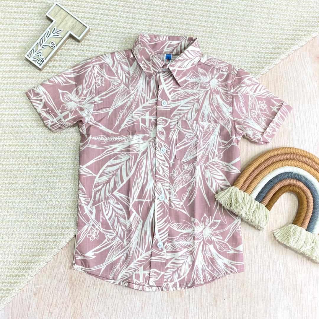 Camisa Bolsillo Estampado Rosa