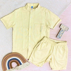 Conjunto Camisa Detalle Bordado Amarillo