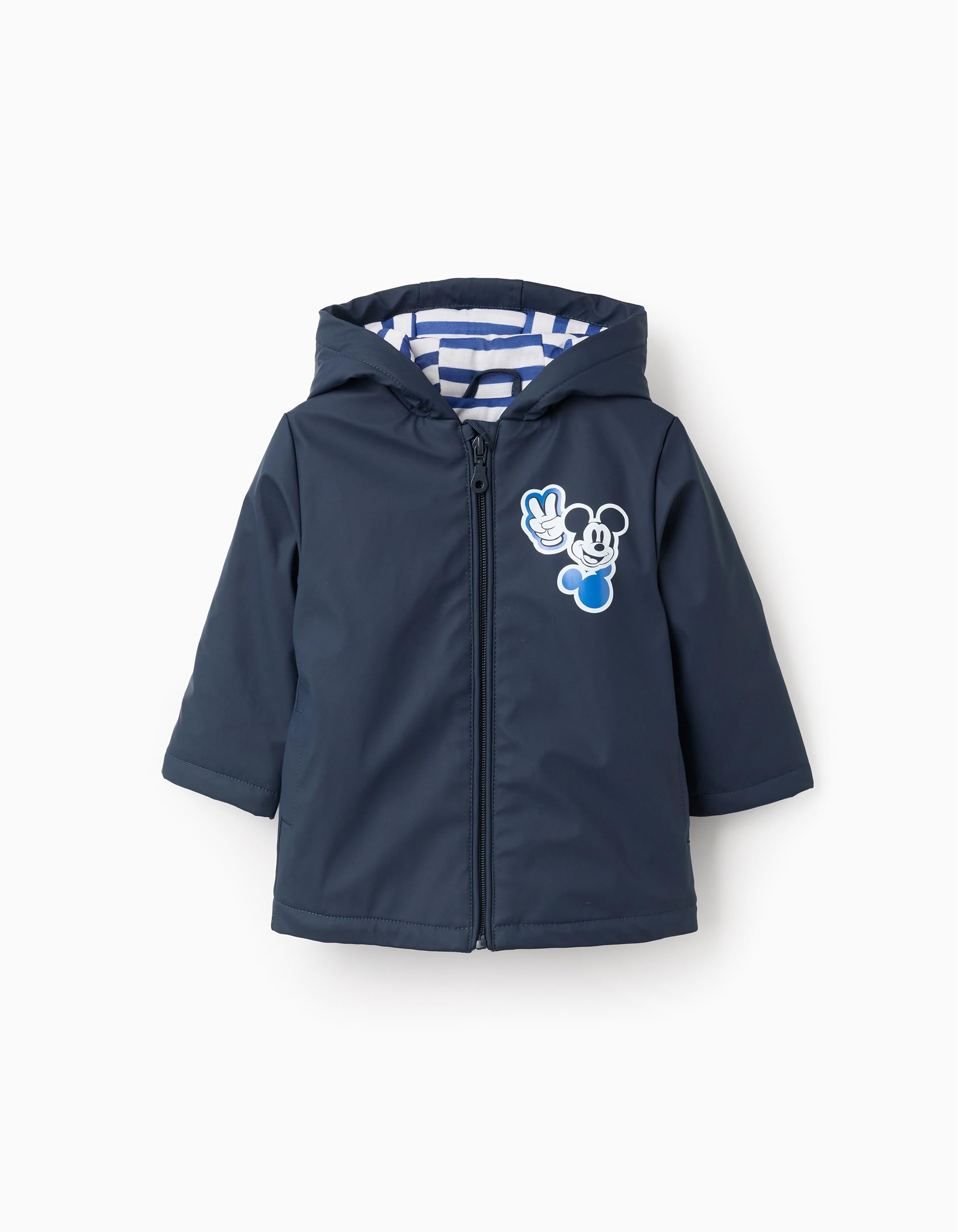 Chaqueta impermeable azul navy con Mickey para bebé