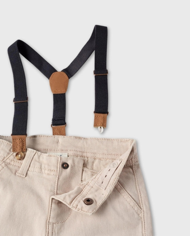 Pantalón Con Tirantes Beige Zippy Estilo