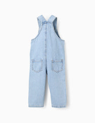 Overol denim claro con rayas blancas para bebé