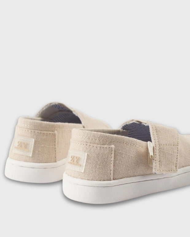 Tenis Velcro Lona Beige Zippy Par