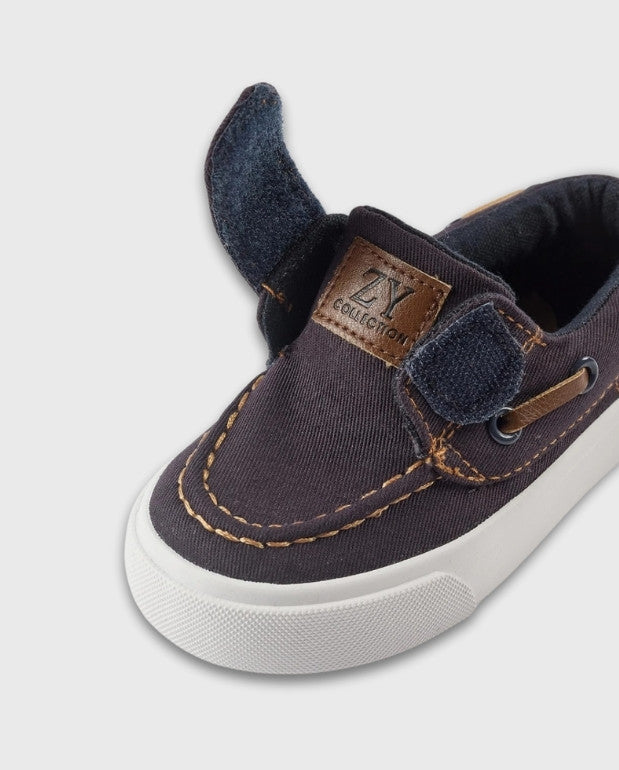 Mocasines Con Velcro Denim Oscuro Zippy Detalle