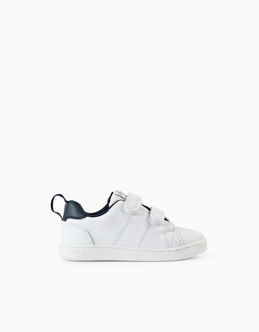 Tenis Velcro Blanco Detalle Navy Zippy