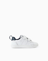 Tenis Velcro Blanco Detalle Navy Zippy