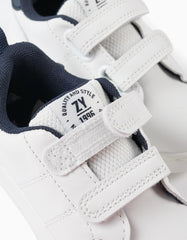 Tenis Velcro Blanco Detalle Navy Zippy