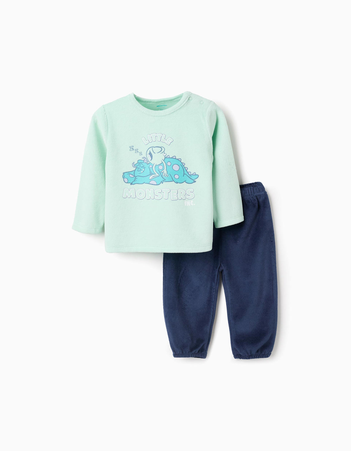 Pijama Monsters Inc para bebé con camiseta menta y pantalón azul marino