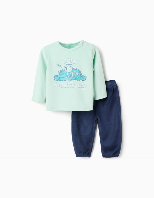 Pijama Monsters Inc para bebé con camiseta menta y pantalón azul marino