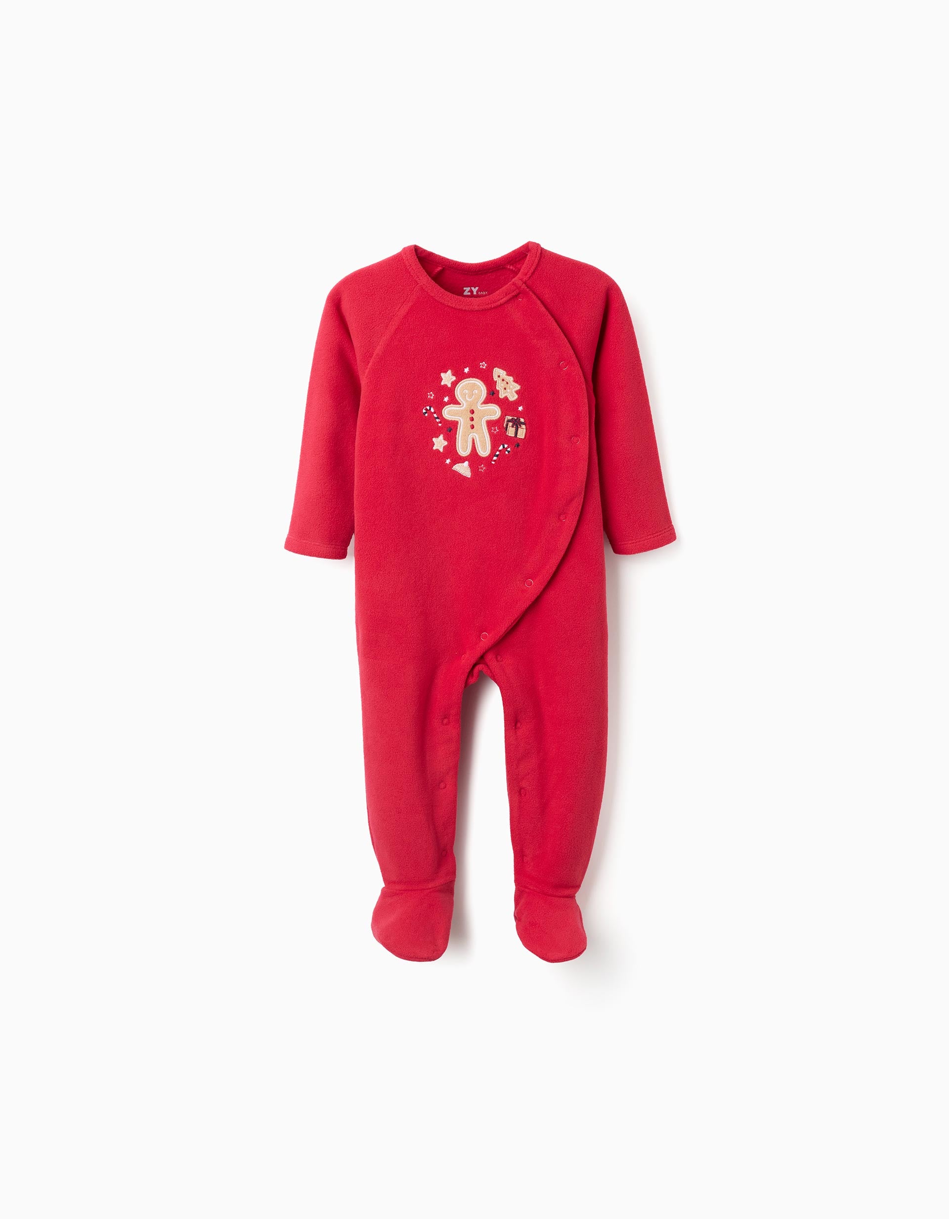 Pijama rojo navideño con galleta bordada para bebé Zippy