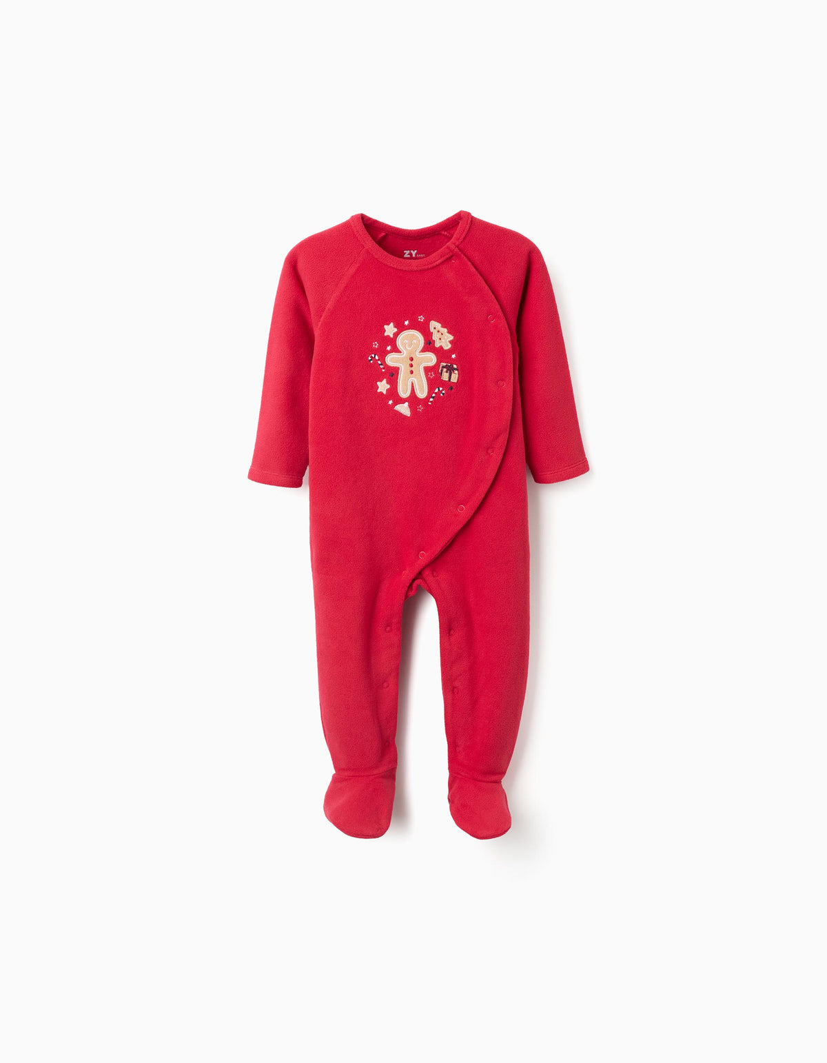 Pijama rojo navideño con galleta bordada para bebé Zippy