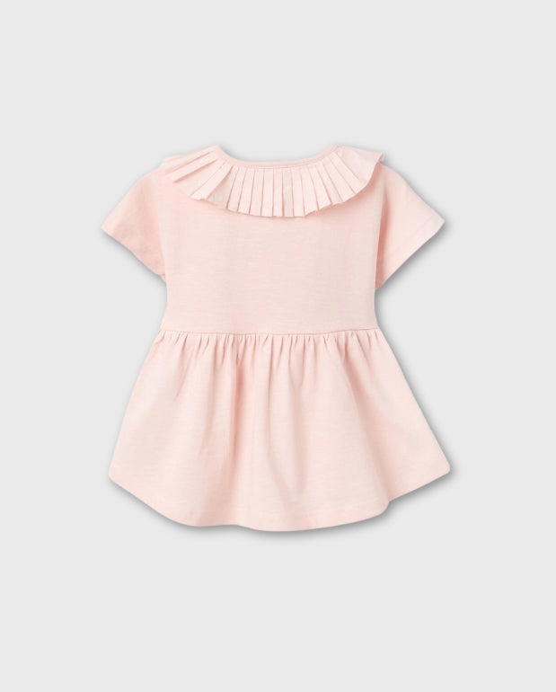 Blusa Cuello Plisado Rosa Zippy Detalle