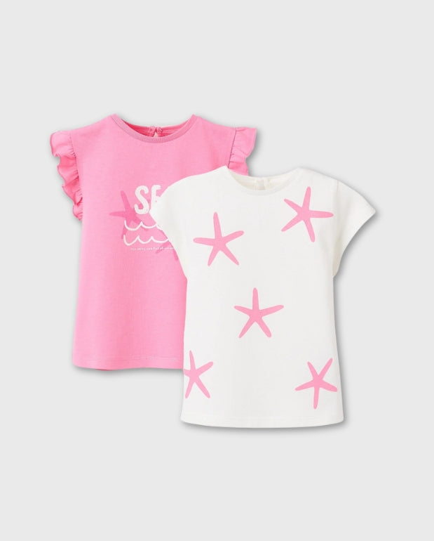 Set 2 Blusas Volantes Estrellas Rosa Zippy