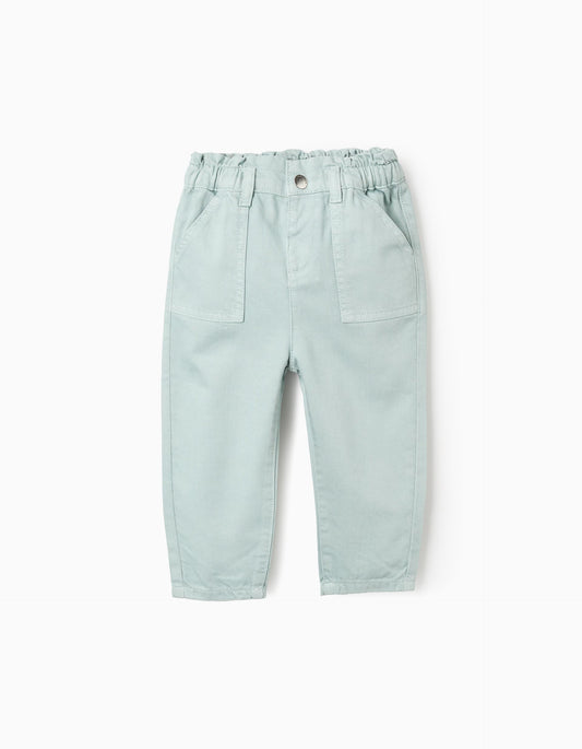 Pantalón Resortado Bebé Niña Verde Zippy