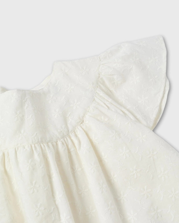 Vestido Bordado Volantes Blanco Zippy Detalle