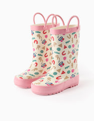 Botas de lluvia infantiles Zippy con figuras rosa