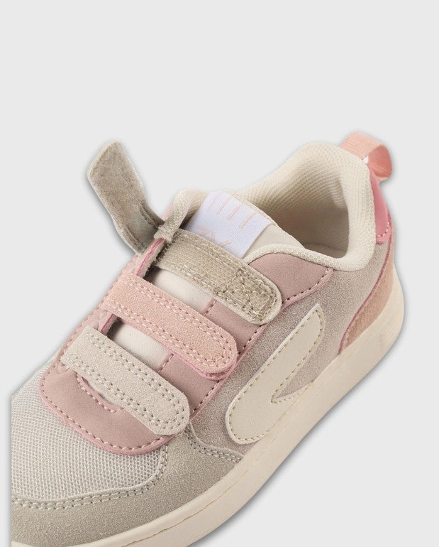 Tenis Velcro Combinado Gris Detalle