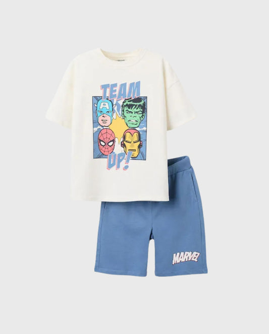 Conjunto Bermuda Avengers Blanco Azul Zippy