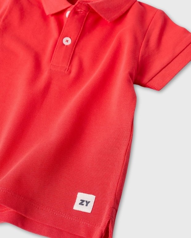 Polo en Algodon Rojo Zippy Detalle