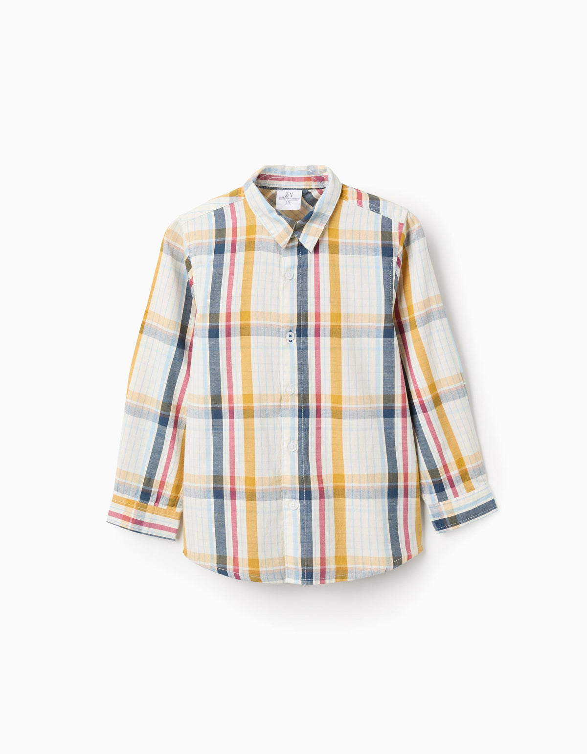 Camisa infantil manga larga cuadros multicolor ZY vista frontal