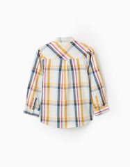 Camisa infantil ZY de manga larga con cuadros combinados