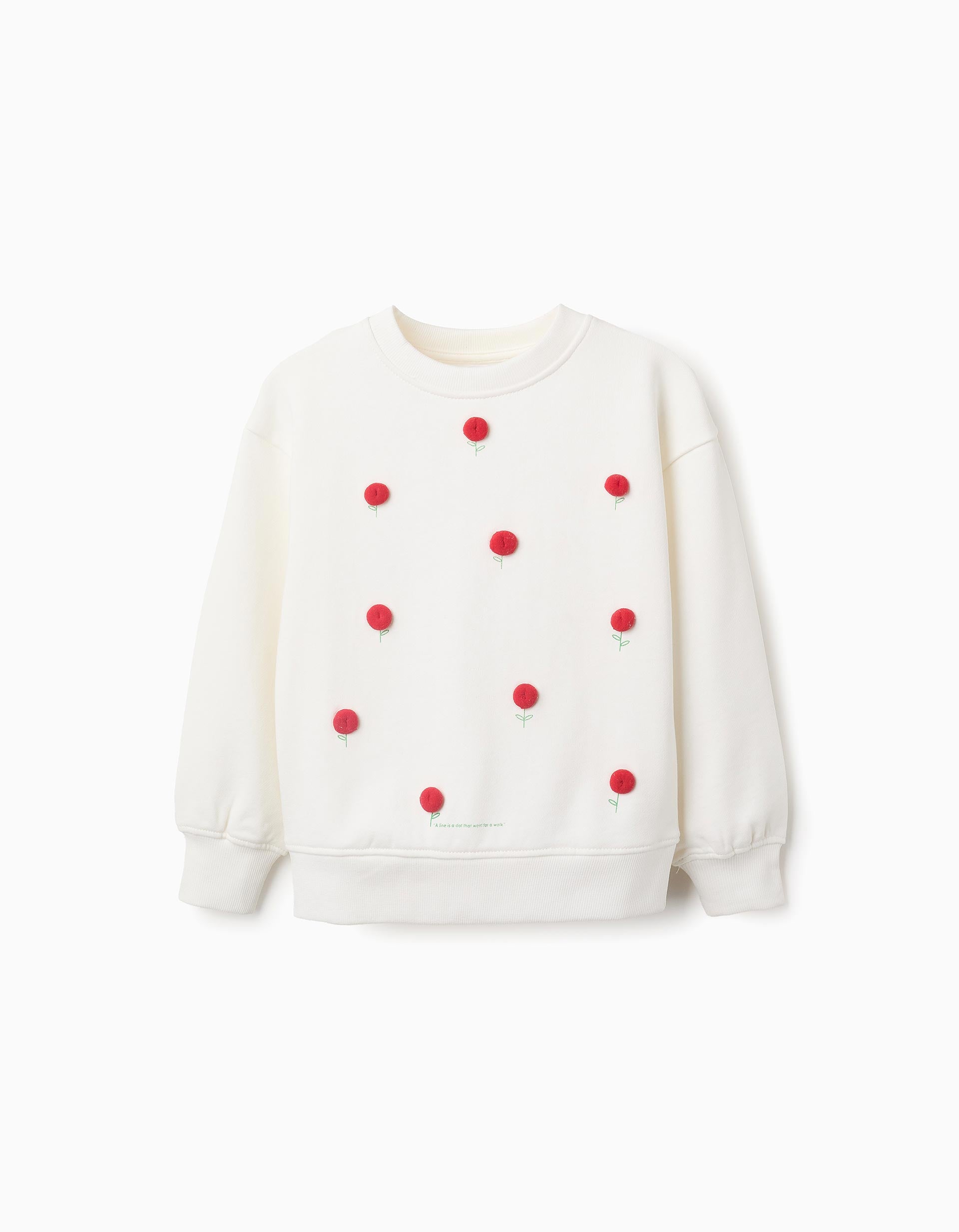 Sudadera blanca con flores rojas en relieve Zippy