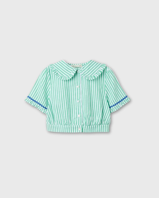 Blusa Rayas Volantes Verde Zippy