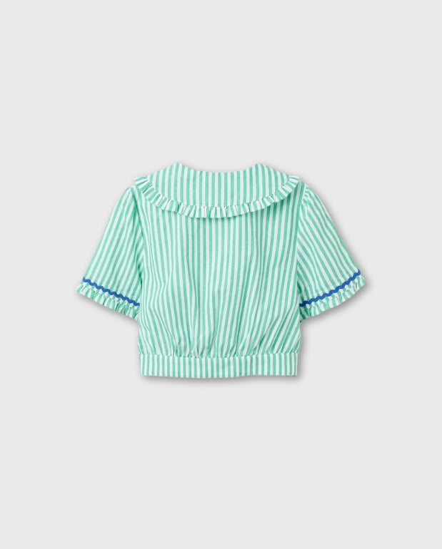Blusa Rayas Volantes Verde Zippy Verano