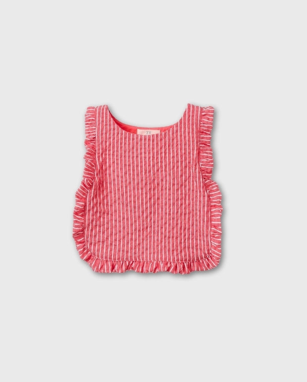 Blusa Volantes Rayas Rojo Zippy