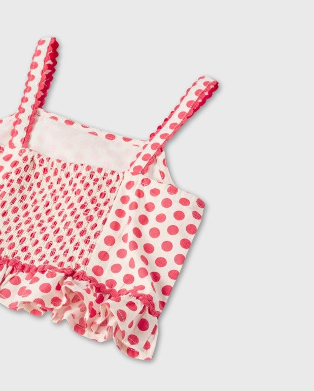 Conjunto Short Puntos Rojo Niña Zippy Top