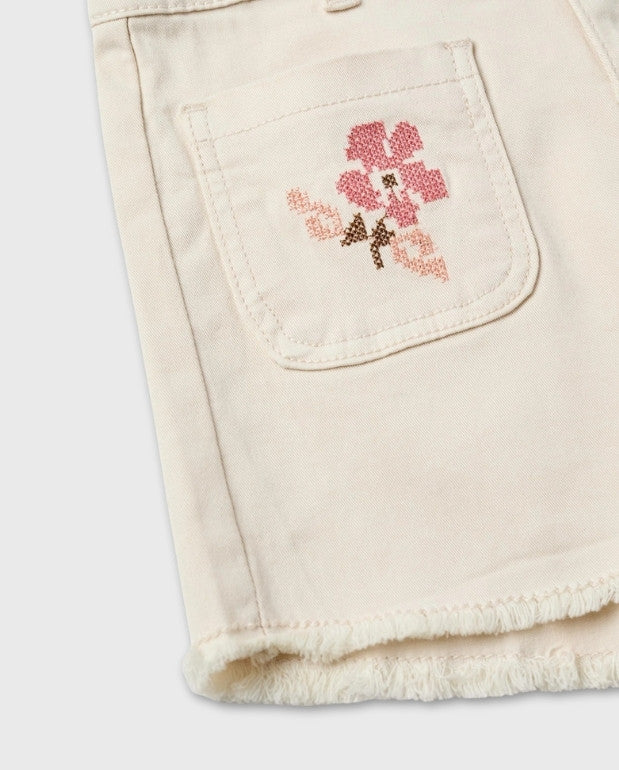 Short Flores Bordado Beige Zippy Detalles