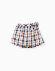 Falda short cuadros navy rojo niña tallas 3‑4T a 7‑8T