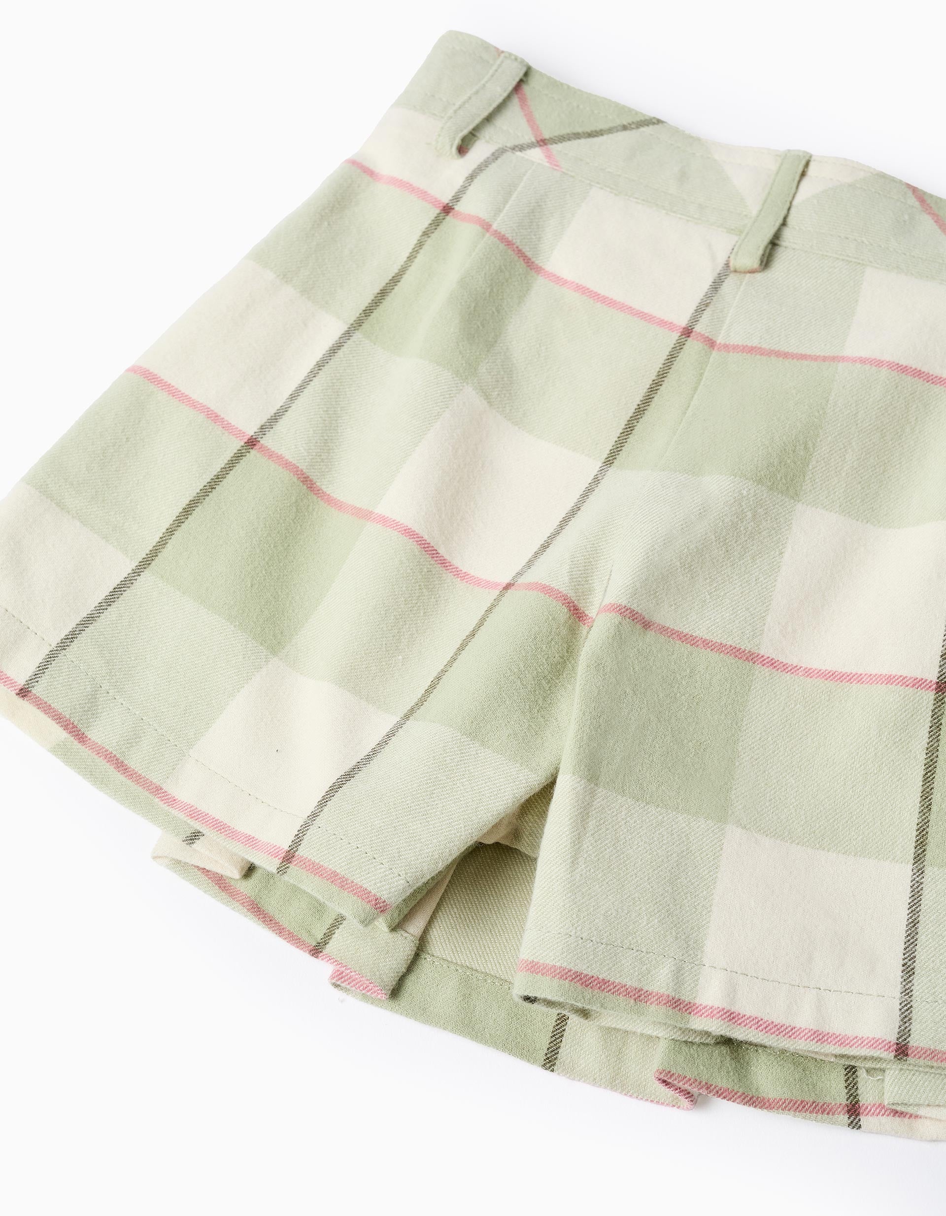Falda Short Cuadros Verde MentaZippy DETALLE