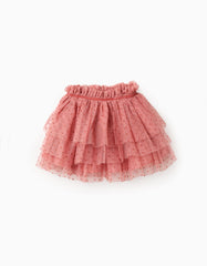 Falda tul salmón niña con puntos y volantes Zippy