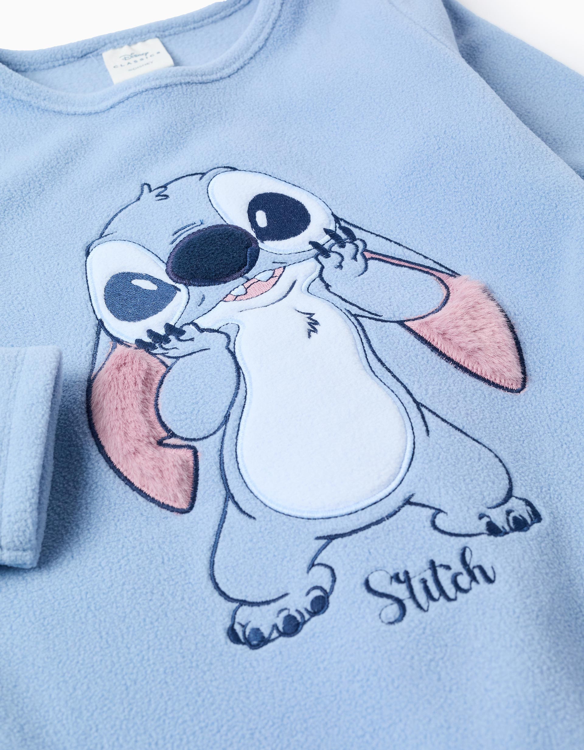 Camiseta polar azul Stitch con orejas en relieve